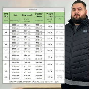 Uniszex pamut fűtőmellény intelligens hőmérséklet-szabályozással, vastag poliészter szövet, kapucni nélküli