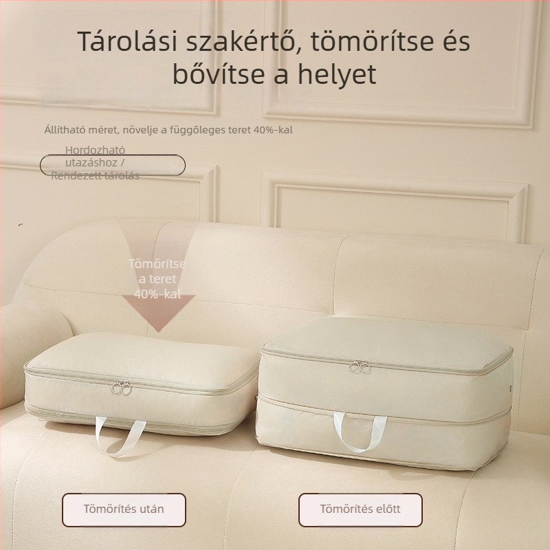 Ruha- és paplan tároló táska, tömöríthető pehelykabát tároló, nagy kapacitású utazáshoz