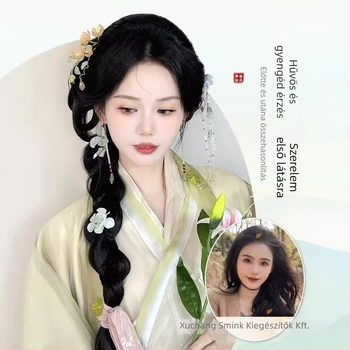 Ponytail paróka csavart copfokkal, Hanfu ősi kínai stílus, oldalsó elválasztás, hőálló rostok, modell PY522, nőknek