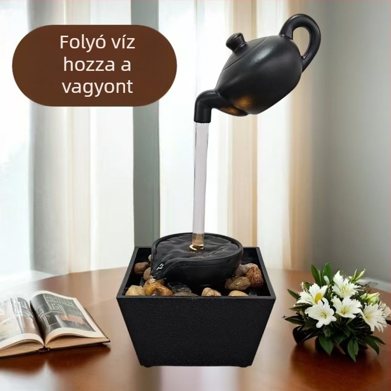 Teáskanna-szökőkút dekoráció – műanyag, tintasugaras nyomtatás, injekciós öntés, új kínai stílus