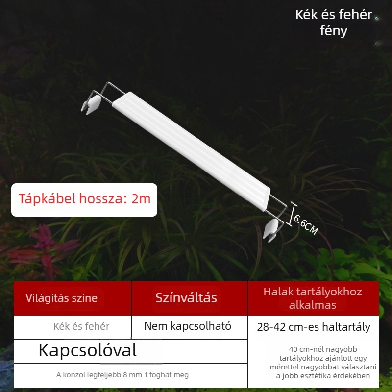 LED akvaris klipszes lámpa, energiahatékony, szabályozható fényerő, kis- és közepes méretű akváriumokhoz, tájvilágítás
