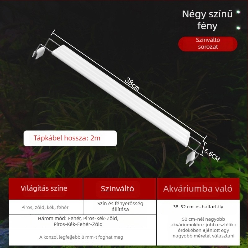 LED akvaris klipszes lámpa, energiahatékony, szabályozható fényerő, kis- és közepes méretű akváriumokhoz, tájvilágítás