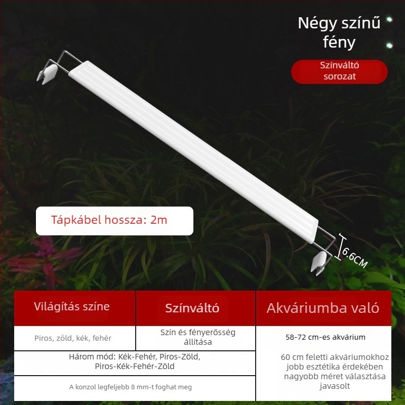LED akvaris klipszes lámpa, energiahatékony, szabályozható fényerő, kis- és közepes méretű akváriumokhoz, tájvilágítás