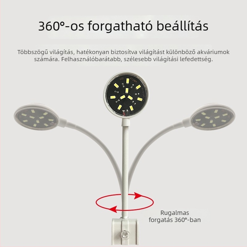 Klipszes LED akvárium világítás, USB tápegység, 4W/7W, ABS műanyag, akváriumi növények megvilágítása