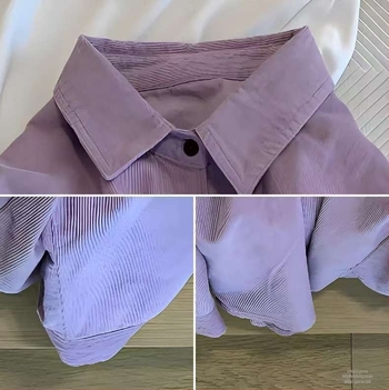 Pamutból készült ing, hosszú ujjú, polo gallér, lazán szabott