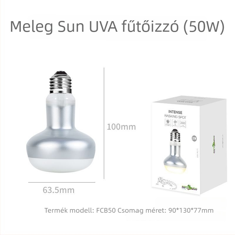 Reptizoo UVA melegítő lámpa hüllőknek – üveg, 50W, 0,5 kg, UVA fény