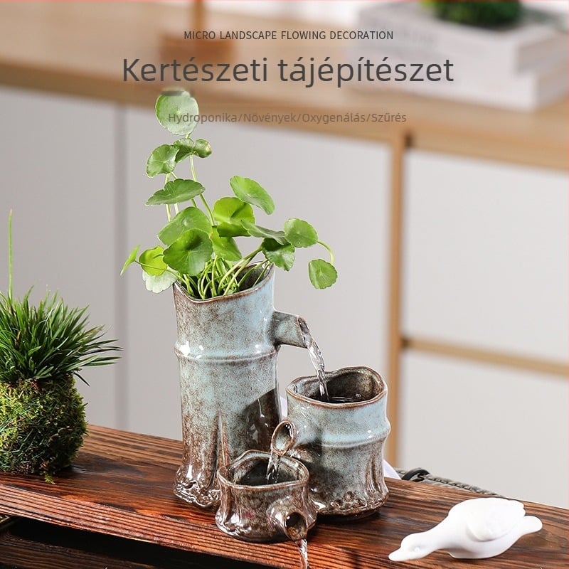 Kerámia anyagú belső akváriumhoz vízkiáramló dísz, glazúrozott felület, új kínai stílusú design