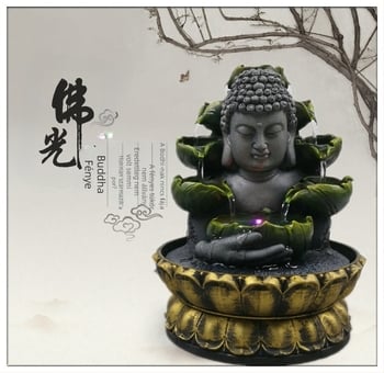 Kreatív Buddha-szobor gyantából, vízesés funkcióval, kínai stílusú