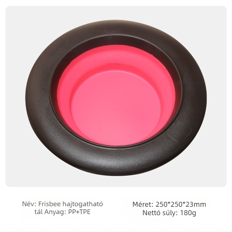 Összecsukható háziállat tál – hordozható kettős funkciójú víz- és ételtál, PP+TPE anyag, márka TINGHAO, csomagolás 300 db