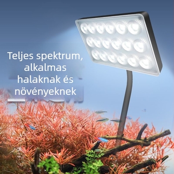 Klipszes LED akváriumvilágítás — vízálló, teljes spektrumú WRGB, több lencsés a vízi növényekhez