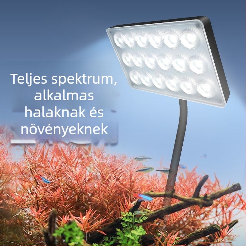 Klipszes LED akváriumvilágítás — vízálló, teljes spektrumú WRGB, több lencsés a vízi növényekhez