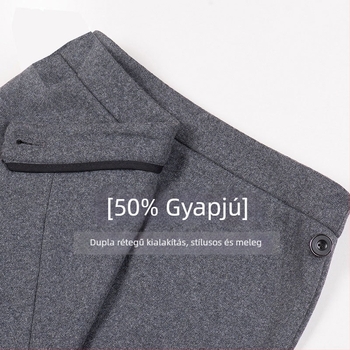 Egyszínű gyapjú szövetből készült ceruza szoknya, női, középméretű hossz, aszimmetrikus szegély, koreai stílus, karcsú fazon