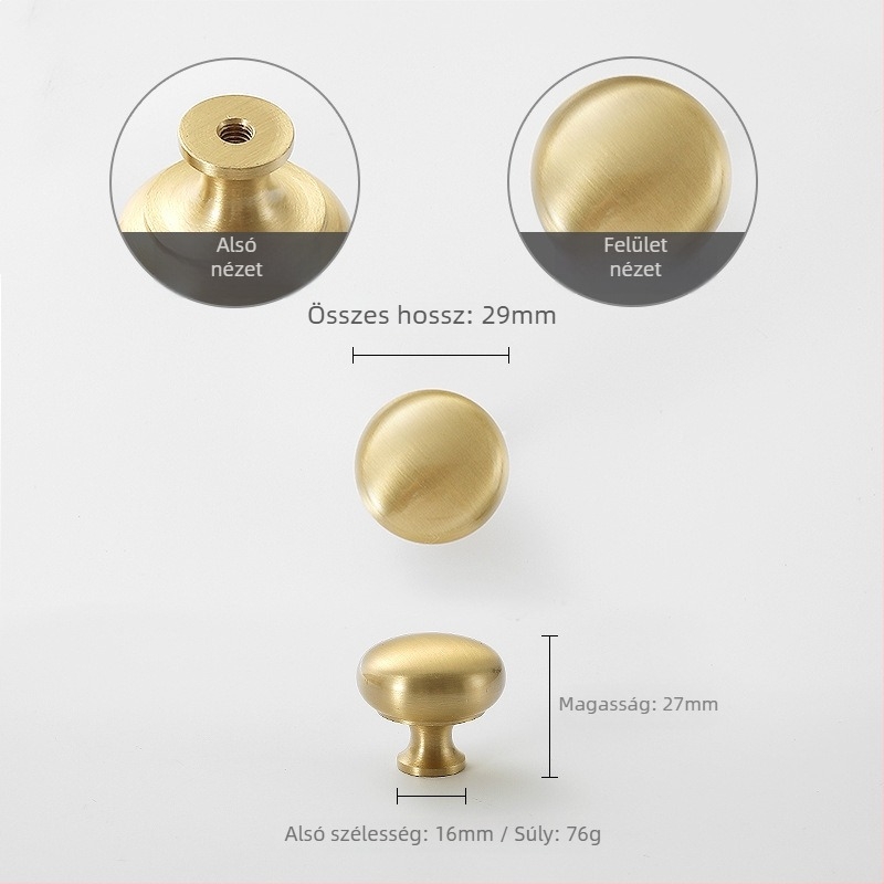 Nusheng Amerikai stílusú szekrényajtó fogantyú rézből, egyetlen furatú rögzítés, modern minimalist dizájn