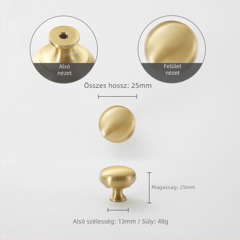 Nusheng Amerikai stílusú szekrényajtó fogantyú rézből, egyetlen furatú rögzítés, modern minimalist dizájn