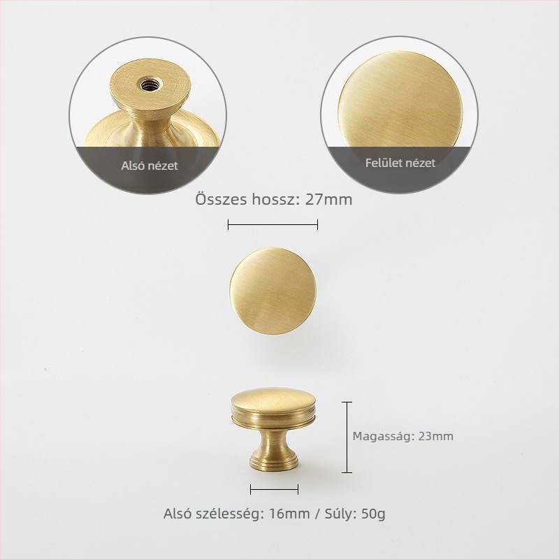 Nusheng Amerikai stílusú szekrényajtó fogantyú rézből, egyetlen furatú rögzítés, modern minimalist dizájn