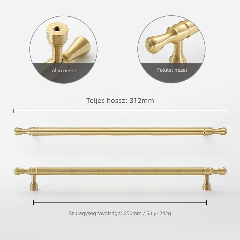 Nusheng Amerikai stílusú szekrényajtó fogantyú rézből, egyetlen furatú rögzítés, modern minimalist dizájn
