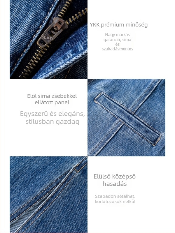 Magas derekú A-vonalú midi szoknya Tencel-pamut denimből, elülső hasítékkal, homokmosott felülettel