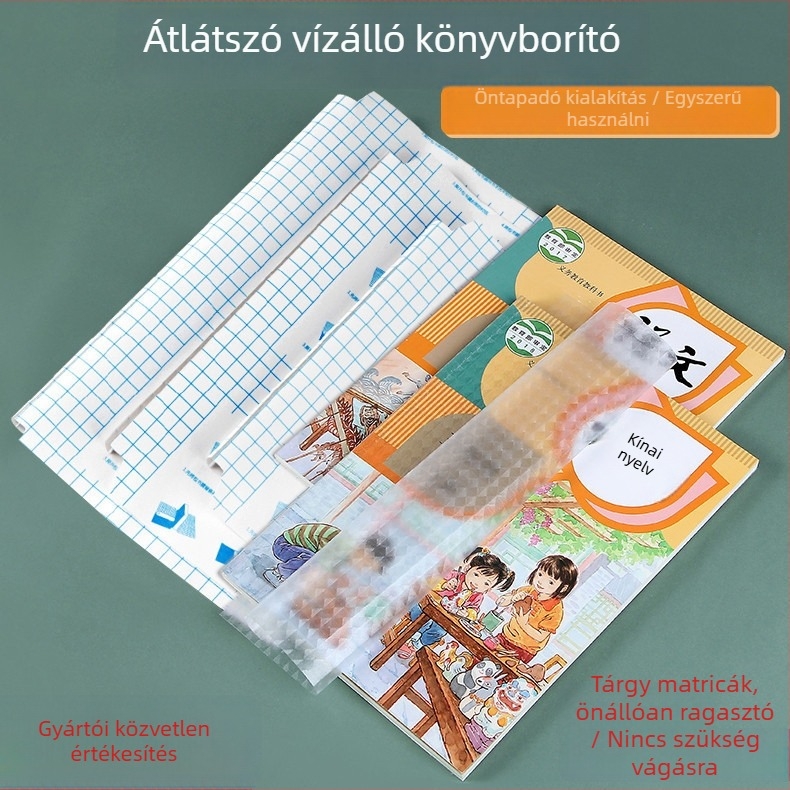 Átlátszó önszalagoló könyvborító gyémánt mintával, vízálló és csúszásmentes, víz alapú ragasztóval, diákok számára