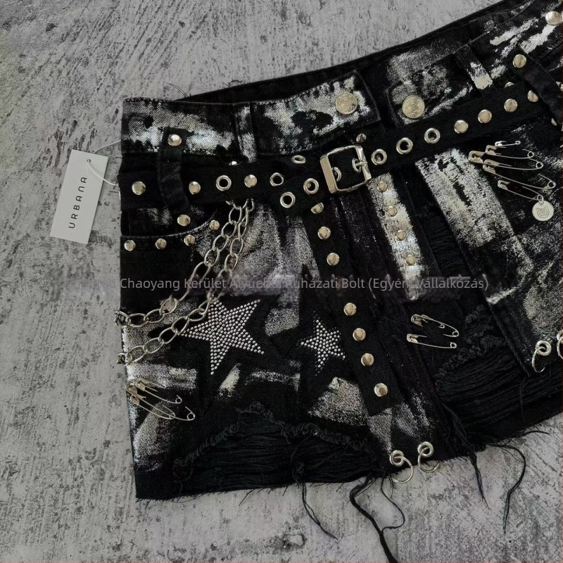 Denim midi szoknya - kopott, Y2K utcai stílus, hip vonal, 2024 tavasz, vasalásmentes.