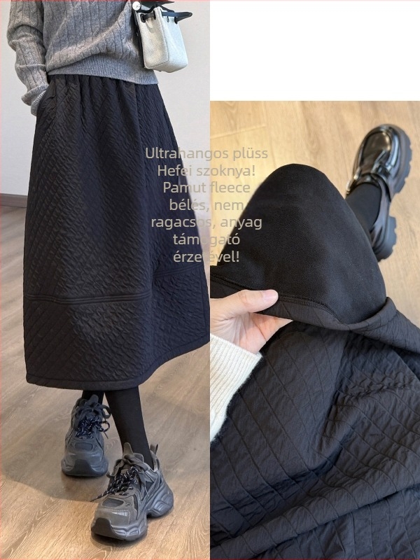 Hepburn-ihletésű midi szoknya pamutkeverékből spandexszel, irodalmi retró stílus.
