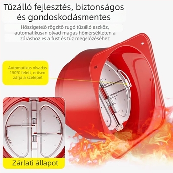 Konyhai füstcsatorna ellenirányító szelep, rozsdamentes acél, Mubin márka, egyréses füstmegállító szelep