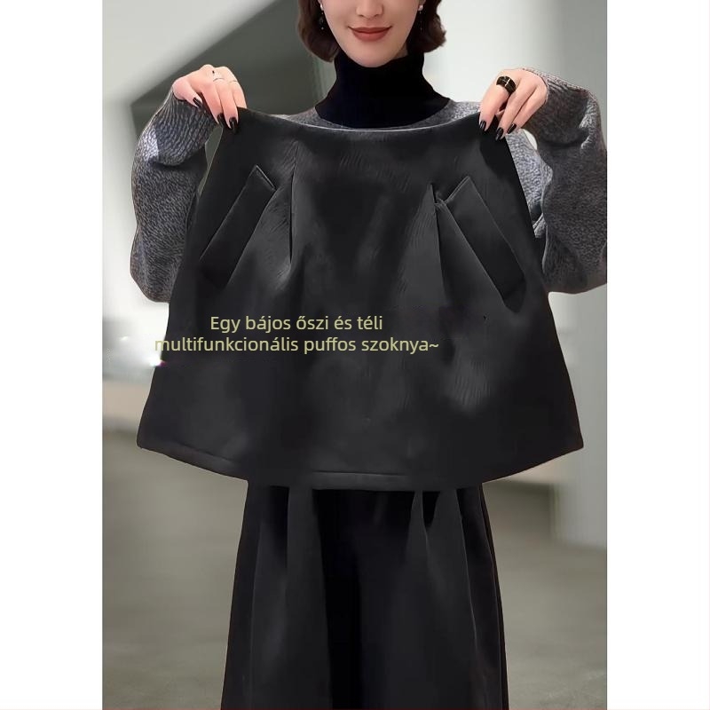 Bud szoknya A-vonalú, Szolid minta, Mercerizált pamutkeverék, Tavasz 2025, Körtealakú testhez illeszkedik
