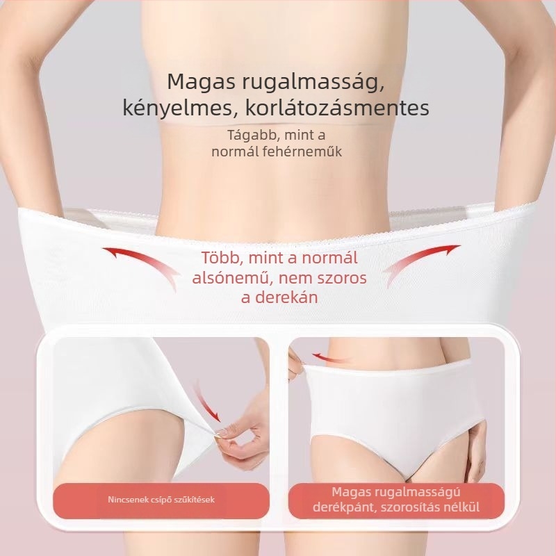 Női egyszer használatos magas derekú kismama alsónemű szülés utáni időszakra, 90–95% pamut, pamut bélés