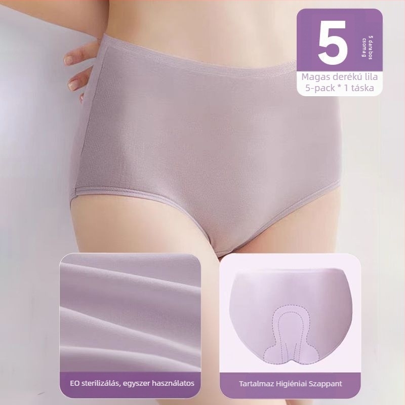 Női egyszer használatos magas derekú kismama alsónemű szülés utáni időszakra, 90–95% pamut, pamut bélés