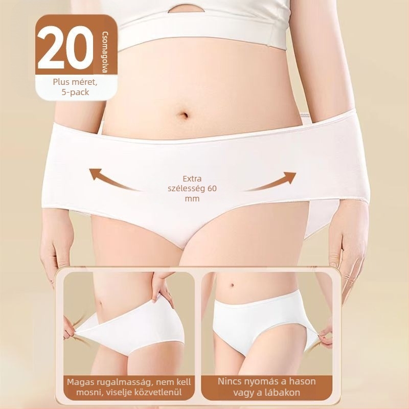 Női egyszer használatos magas derekú kismama alsónemű szülés utáni időszakra, 90–95% pamut, pamut bélés