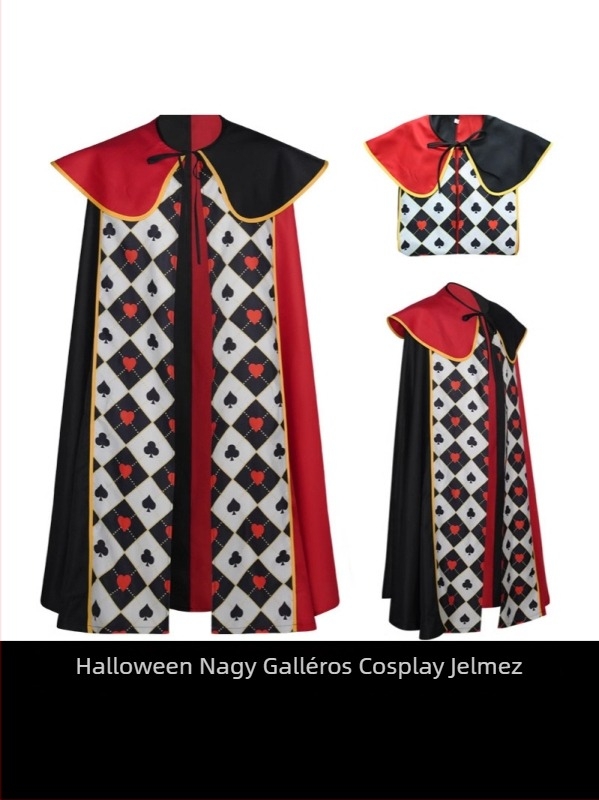 Cosplay cape – Alice Csodaországban: Szív Királynője; PU + Spandex (30–50%), uniszex, dráma és játék/anime szerepjátékokhoz, termékszám 035921