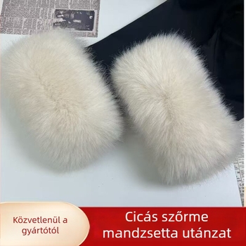 Lekapcsolható műszőrmés mandzsetta paltohoz – műszőrm, kézzel készített, téli meleg, nőknek