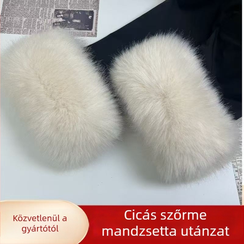 Lekapcsolható műszőrmés mandzsetta paltohoz – műszőrm, kézzel készített, téli meleg, nőknek