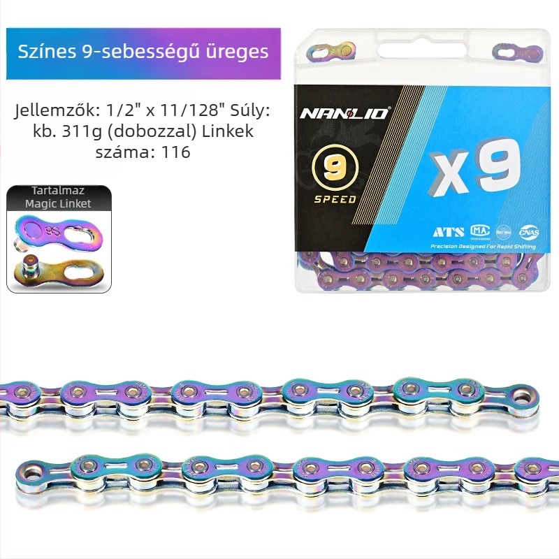 NanLio X12 kerékpárlánc rozsdamentes acélból, 8–12 sebességhez