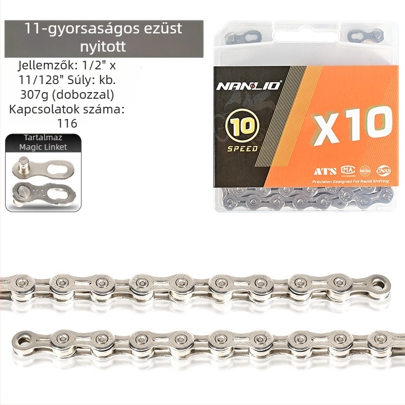 NanLio X12 kerékpárlánc rozsdamentes acélból, 8–12 sebességhez