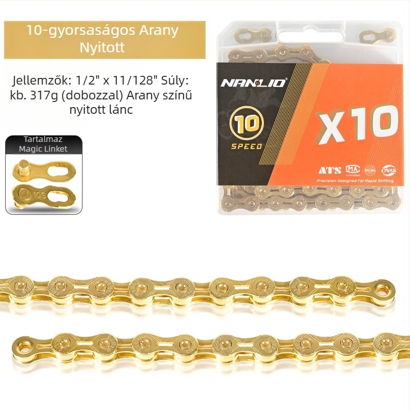 NanLio X12 kerékpárlánc rozsdamentes acélból, 8–12 sebességhez
