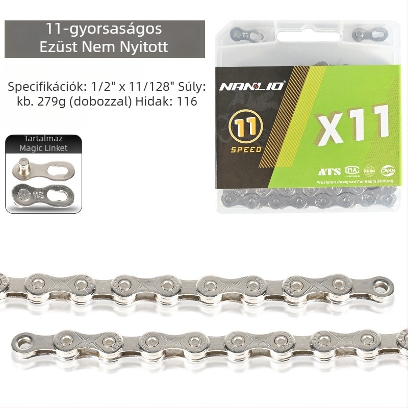 NanLio X12 kerékpárlánc rozsdamentes acélból, 8–12 sebességhez