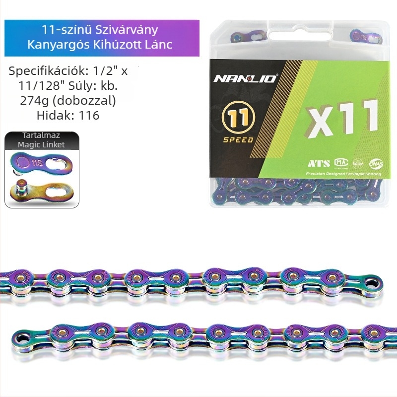 NanLio X12 kerékpárlánc rozsdamentes acélból, 8–12 sebességhez