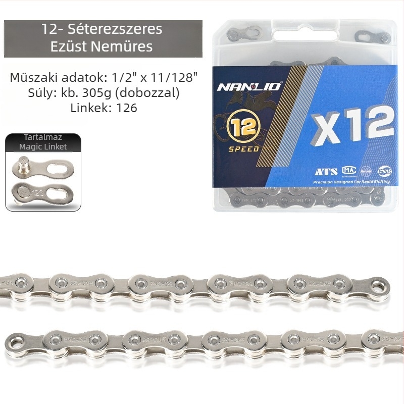 NanLio X12 kerékpárlánc rozsdamentes acélból, 8–12 sebességhez