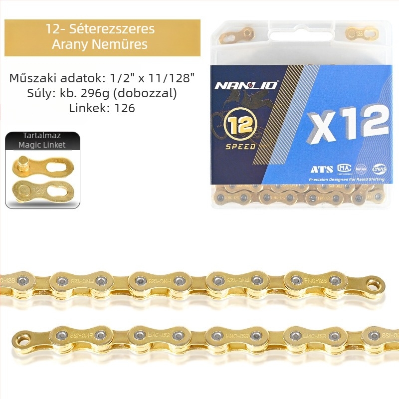 NanLio X12 kerékpárlánc rozsdamentes acélból, 8–12 sebességhez