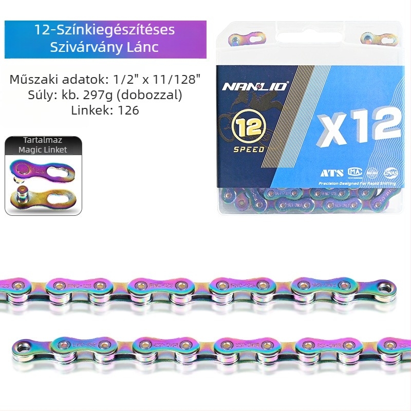 NanLio X12 kerékpárlánc rozsdamentes acélból, 8–12 sebességhez