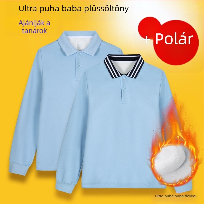 Gyerekeknek szóló poloing, egyszínű, pamut-elasztán keverék 95% pamut, 5% elasztán, Genius márka, 8 év feletti gyermekek számára.
