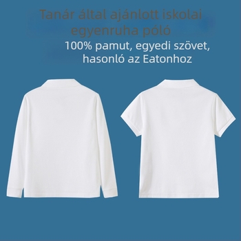 Gyerekeknek pamut polo - hosszú ujjú, uniszex, egész éves viselet (3-8 éveseknek)