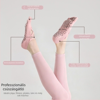 Csúszásmentes Pilates zokni szétválasztott ujjaikkal és pántokkal, jóga- és táncedzéshez, nedvszívó pamut zokni öt ujjal