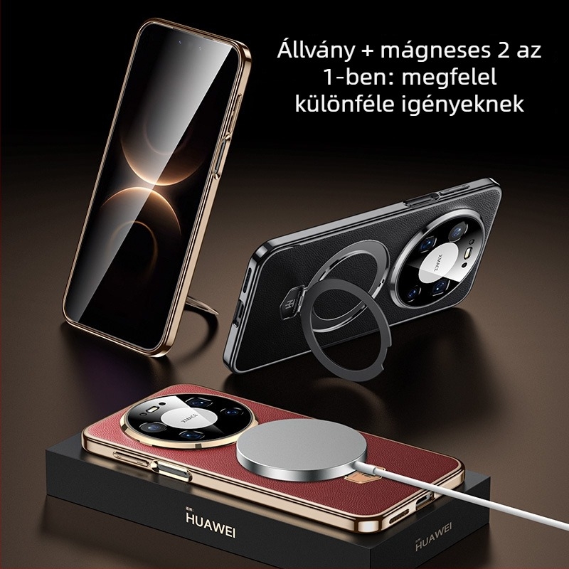 Huawei Mate80 védőtok Maituo mágneses támaszrendszerrel, 2-in-1 puha él és kemény hátlap akril panel, elektroplatírozott felület, ütésálló