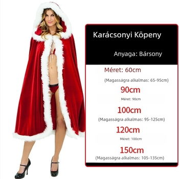 Felnőtt karácsonyi jelmez – színházi köpeny, uniszex, Mikulás-köpeny arany bársony, motívum Little Red Riding Hood