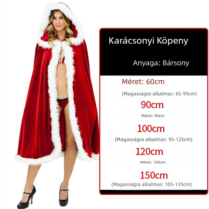 Felnőtt karácsonyi jelmez – színházi köpeny, uniszex, Mikulás-köpeny arany bársony, motívum Little Red Riding Hood