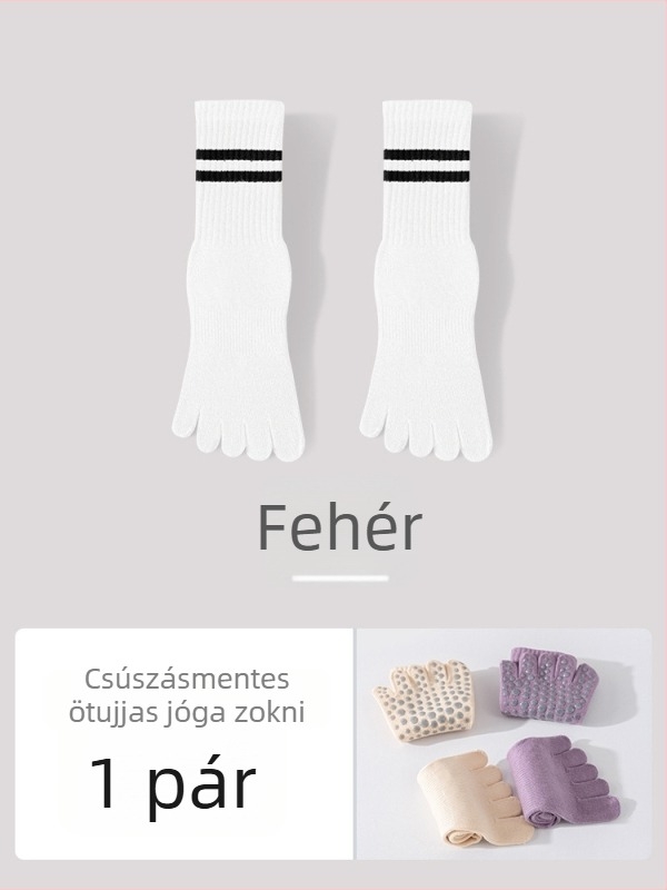 Jógához tervezett ötujjú zokni, elkülönített ujjakkal, csúszásmentes, antibakteriális, nedvszívó, 95% pamut