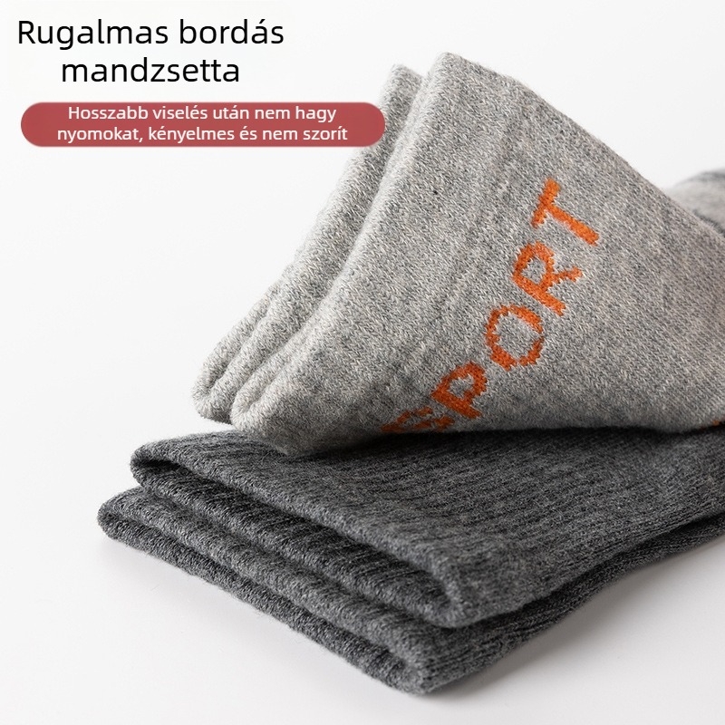 Férfi ötujjas zokni, 100% pamut, antibakteriális, nedvszívó és dezodoráló, közepes hosszúságú zokni, négy évszakos viselet