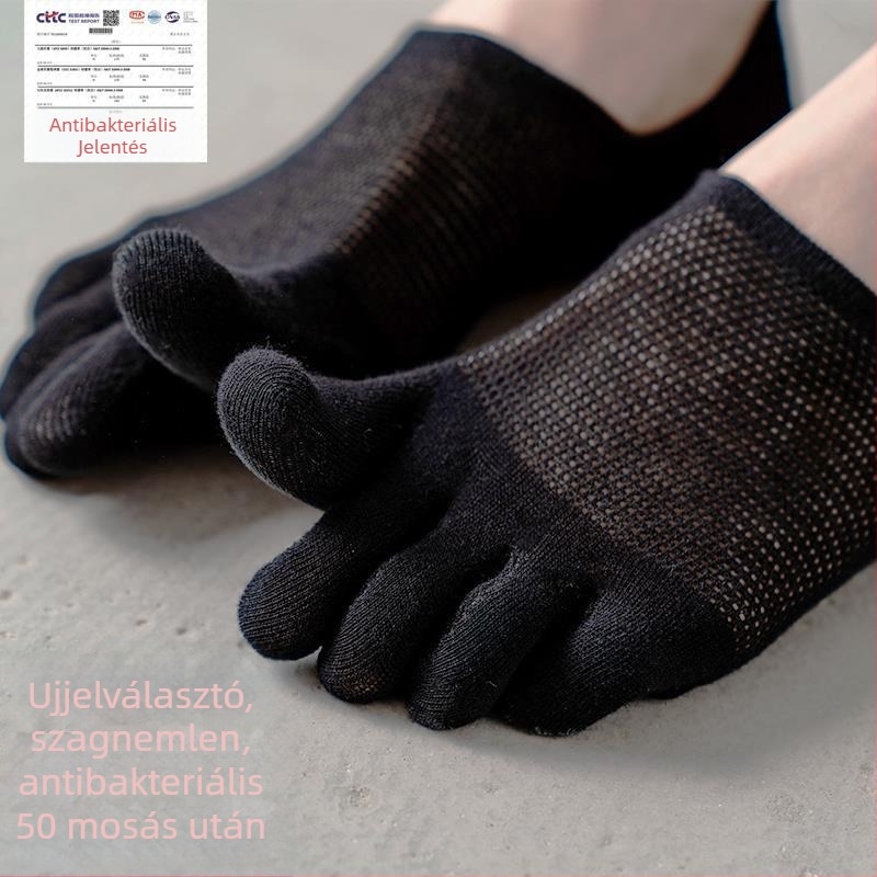 Ötujjas pamut zokni, ultra vékony, gyors száradás, légáteresztő, láthatatlan