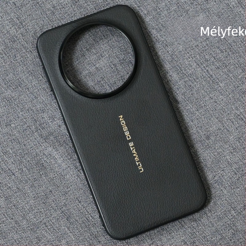 Huawei Mate80 védőtok arany logóval, sima bőr, kamera objektív védelme, esésálló